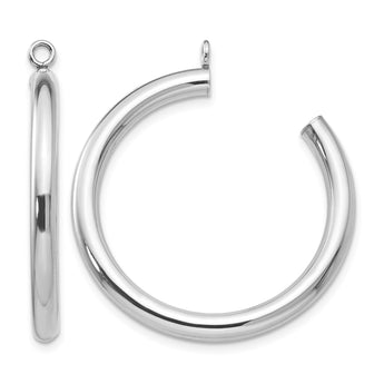 14k White Gold Polished Tube Hoop Earring Jackets - Birthstone Company