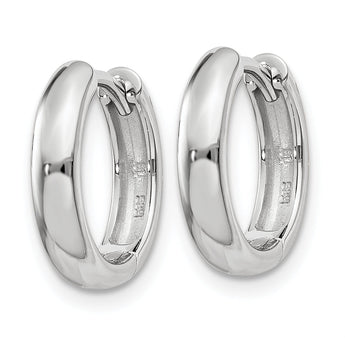 14k White Gold Round Hinged Hoop Earrings