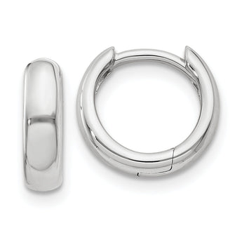 14k White Gold Round Hinged Hoop Earrings