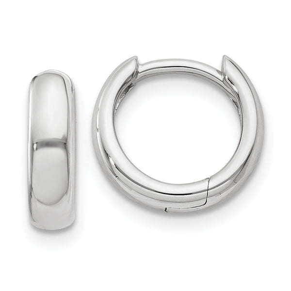 14k White Gold Round Hinged Hoop Earrings