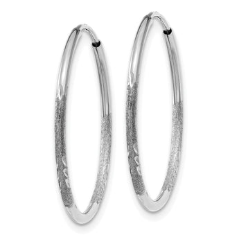 14K White Gold 1.25mm Diamond-cut Endless Hoop Earring