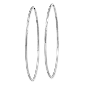 14K White Gold 1.25mm Diamond-cut Endless Hoop Earring