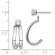 14K White Gold Polished w/CZ Stud Earring Jackets
