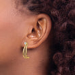 14K Yellow Gold J Hoop Polished w/CZ Stud Earrings - Birthstone Company