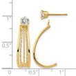 14K Yellow Gold J Hoop Polished w/CZ Stud Earrings - Birthstone Company