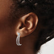 14K White Gold J Hoop Polished w/CZ Stud Earrings - Birthstone Company