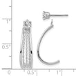 14K White Gold J Hoop Polished w/CZ Stud Earrings