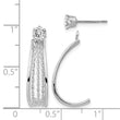14K White Gold J Hoop Polished w/CZ Stud Earrings - Birthstone Company