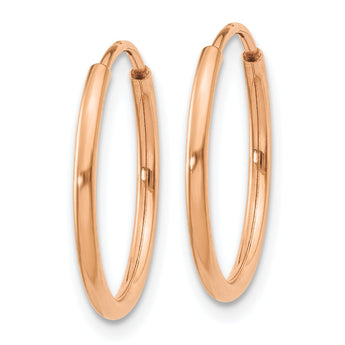 14k Rose Gold 1.2mm Polished Endless Hoop Earrings - Birthstone Company