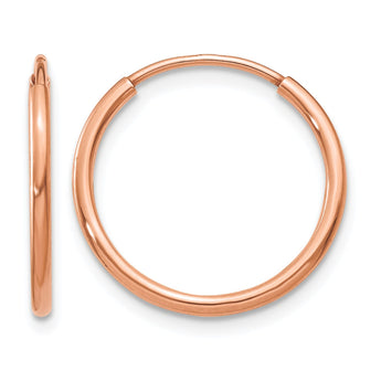 14k Rose Gold 1.2mm Polished Endless Hoop Earrings - Birthstone Company