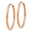14k Rose Gold 1.2mm Polished Endless Hoop Earrings