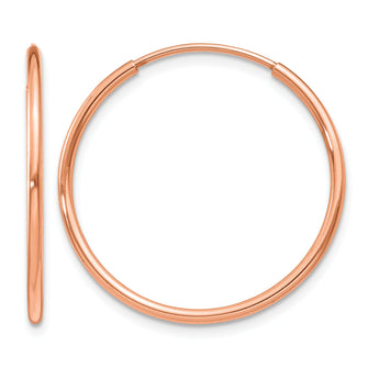 14k Rose Gold 1.2mm Polished Endless Hoop Earrings - Birthstone Company