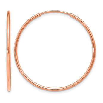 14k Rose Gold 1.2mm Polished Endless Hoop Earrings - Birthstone Company