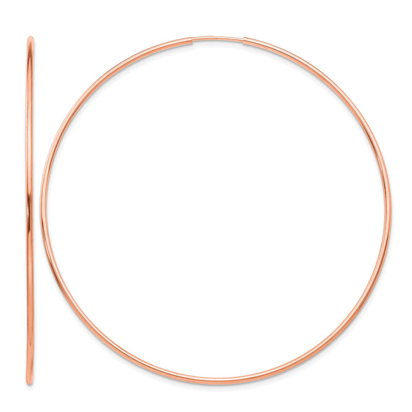 14k Rose Gold 1.2mm Polished Endless Hoop Earrings - Birthstone Company