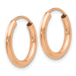 14k Rose Gold Polished Round Endless 2mm Hoop Earrings - Birthstone Company
