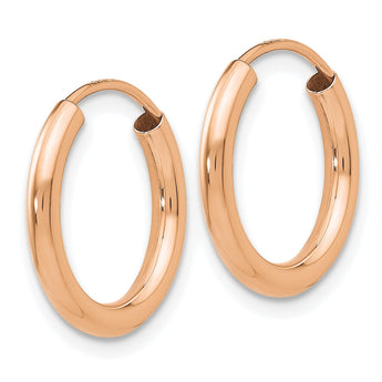 14k Rose Gold Polished Round Endless 2mm Hoop Earrings - Birthstone Company