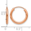 14k Rose Gold Polished Round Endless 2mm Hoop Earrings - Birthstone Company