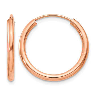 14k Rose Gold Polished Round Endless 2mm Hoop Earrings - Birthstone Company