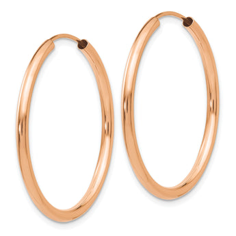14k Rose Gold Polished Round Endless 2mm Hoop Earrings - Birthstone Company