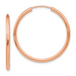 14k Rose Gold Polished Round Endless 2mm Hoop Earrings