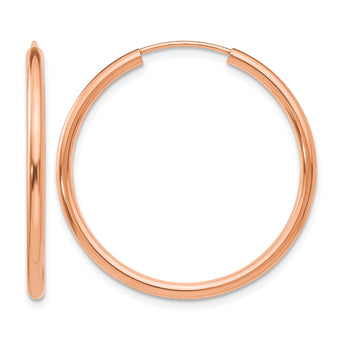 14k Rose Gold Polished Round Endless 2mm Hoop Earrings - Birthstone Company