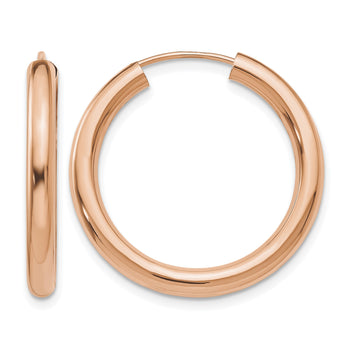 14k Rose Gold Polished Endless Tube Hoop Earrings - Birthstone Company