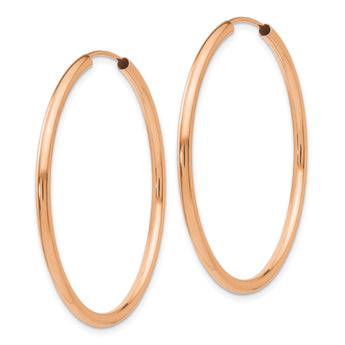14k Rose Gold Polished Endless 2mm Hoop Earrings - Birthstone Company