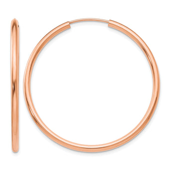 14k Rose Gold Polished Endless 2mm Hoop Earrings - Birthstone Company