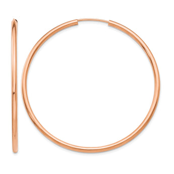 14k Rose Gold Polished Endless 2mm Hoop Earrings - Birthstone Company