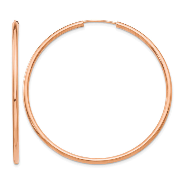 14k Rose Gold Polished Endless 2mm Hoop Earrings - Birthstone Company