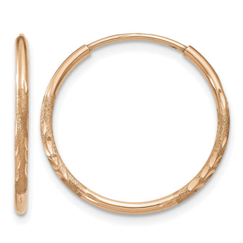 14k Rose Gold 1.25mm Diamond-cut Endless Hoop Earring - Birthstone Company