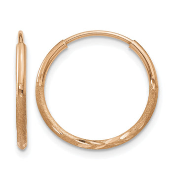 14k Rose Gold 1.25mm Diamond-cut Endless Hoop Earring - Birthstone Company