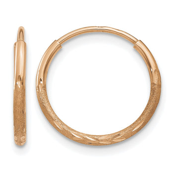14k Rose Gold 1.25mm Diamond-cut Endless Hoop Earring - Birthstone Company