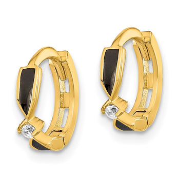 14K Polished Black Onyx Hoop Earrings - Birthstone Company