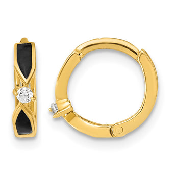 14K Polished Black Onyx Hoop Earrings - Birthstone Company