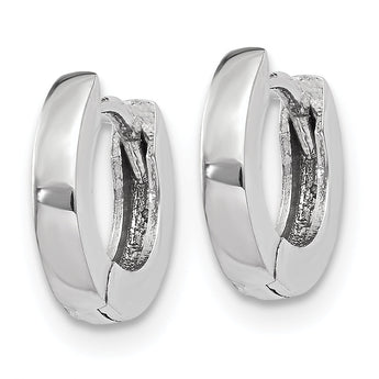 14k White Gold Polished Round Hinged Hoop Earrings