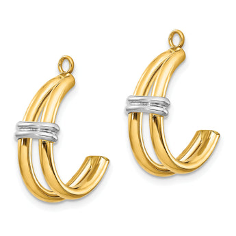 14k Two-tone Polished Double J-Hoop Earring Jackets