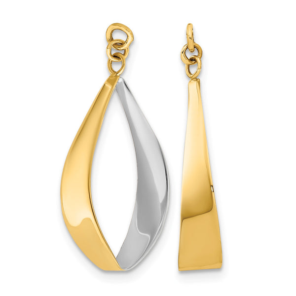 14k Polished & Rhodium Reversible Dangle Earring Jackets - Birthstone Company