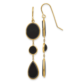 14k Onyx Geometric Dangle Earrings