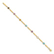 14K Gold Multi Gemstone Bracelet with Fancy Links and Polished Finish - Birthstone Company