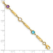 14K Gold Multi Gemstone Bracelet with Fancy Links and Polished Finish - Birthstone Company