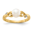 14k Diamond and Freshwater Cultured Pearl Heart Ring, Size 7 - Birthstone Company