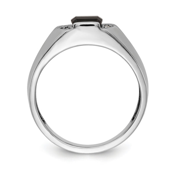 14k White Gold Onyx and AAA Diamond Mens Ring