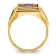 14k Men's Polished and Textured with Black Enamel and Lab Created Ruby Masonic Ring, Size 10 - Birthstone Company