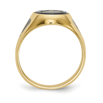 Men's Oval Onyx Masonic Ring in 14K Yellow Gold, 4.2mm, Size 10