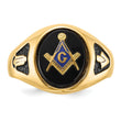 Men's Oval Onyx Masonic Ring in 14K Yellow Gold, 4.2mm, Size 10