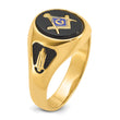 Men's Oval Onyx Masonic Ring in 14K Yellow Gold, 4.2mm, Size 10