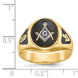 Men's Oval Onyx Masonic Ring in 14K Yellow Gold, 4.2mm, Size 10