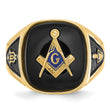 Men's Enamel and Onyx Masonic Ring in 14K Yellow Gold, 3.2mm, Size 10
