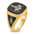 Men's Enamel and Onyx Masonic Ring in 14K Yellow Gold, 3.2mm, Size 10